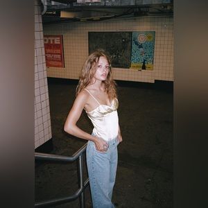 Zara Beige Silk Bodysuit